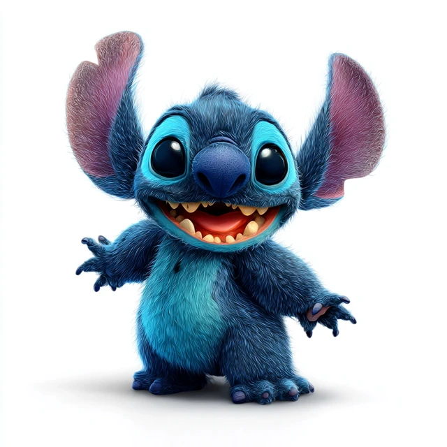 Realistic 3D Render of Stitch Cartoon Character