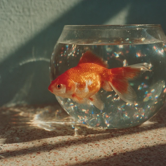 Goldfish in Bowl Sunlight Film Photography