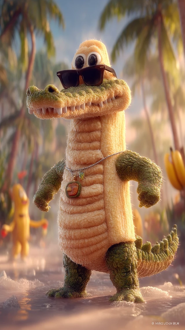 Cartoon Crocodile Banana Hybrid
