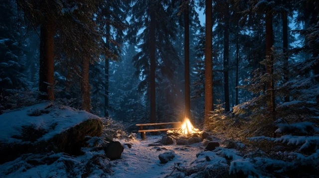 Campfire in a Night Forest 32K UHD