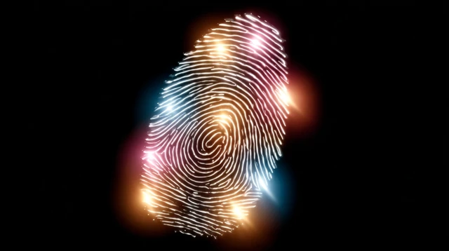 Glowing Fingerprint Impression on Black