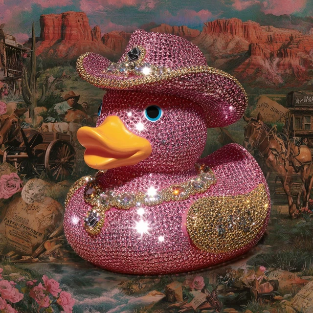 Pink Bling Cowgirl Rubber Duck Wild West Design