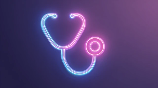 Futuristic Heart Stethoscope Icon Design