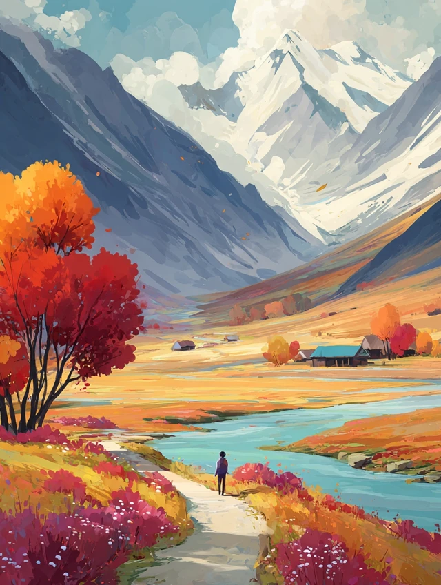 Xinjiang Scenery Illustration Artistic Landscape