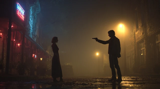 Duel at Dusk Night Noir Scene
