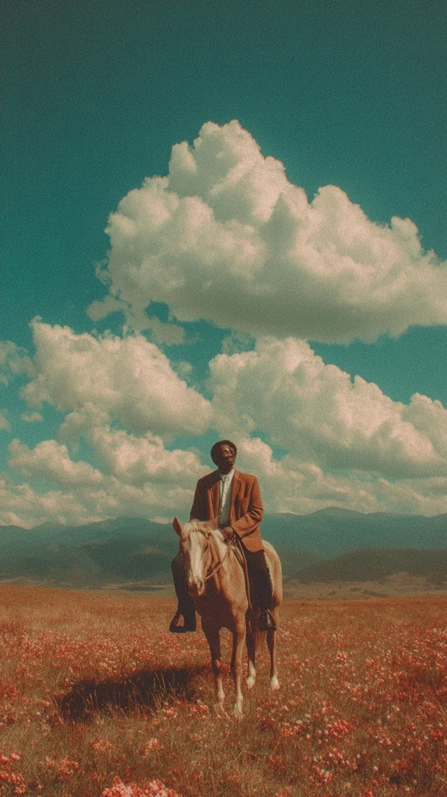 Man on Horseback Vintage Aesthetic Outdoors