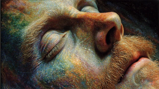 Transcendence Painting Man Face Closed Eyes Alex Grey