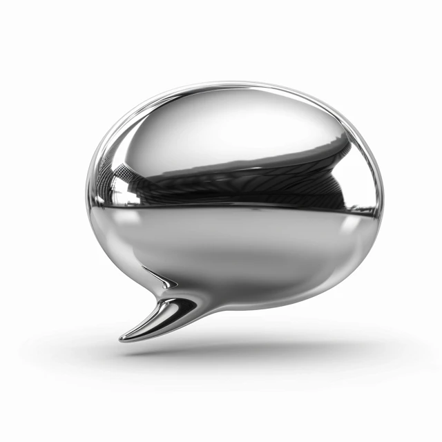3D Chrome Speech Bubble Futuristic Minimalist Design