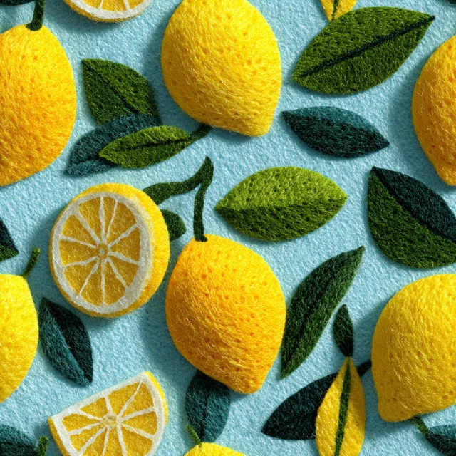 Cute 3D Lemon Felt Artwork Design