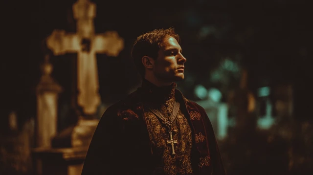 Stunning Man in Graveyard: Vampire Hunter