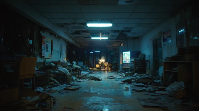 Cyberpunk Abandoned Mental Institution Interior