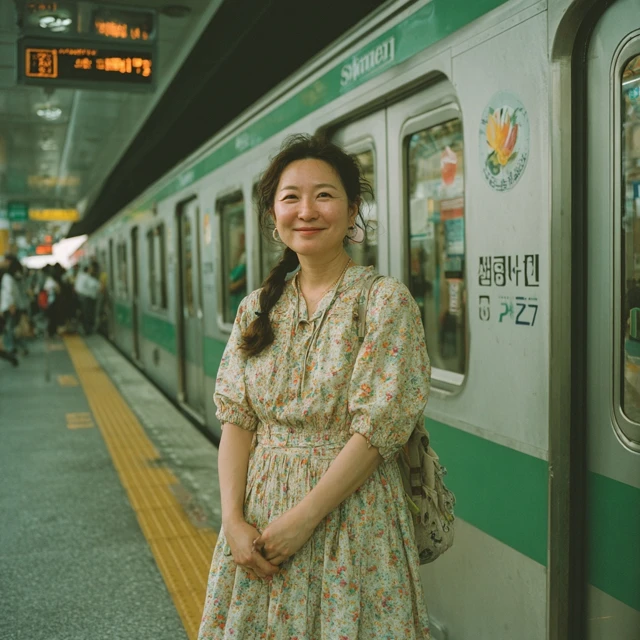 Smiling Korean Woman at Dangsan Station Seoul