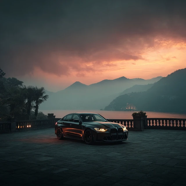 2024 BMW M3 on a Hillside View