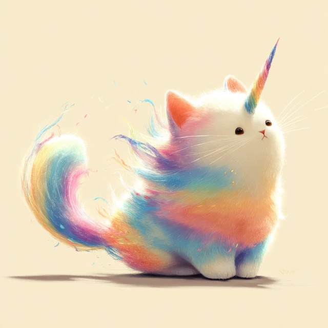 Rainbow Unicorn Cat Magical Creature