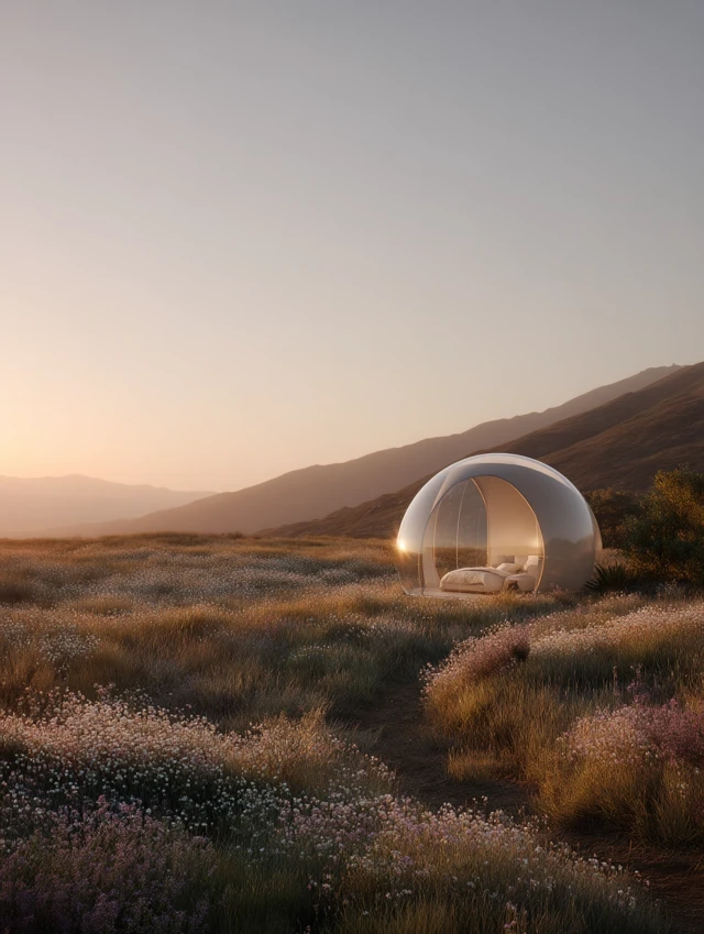 Bubble House in the Wild Landscape