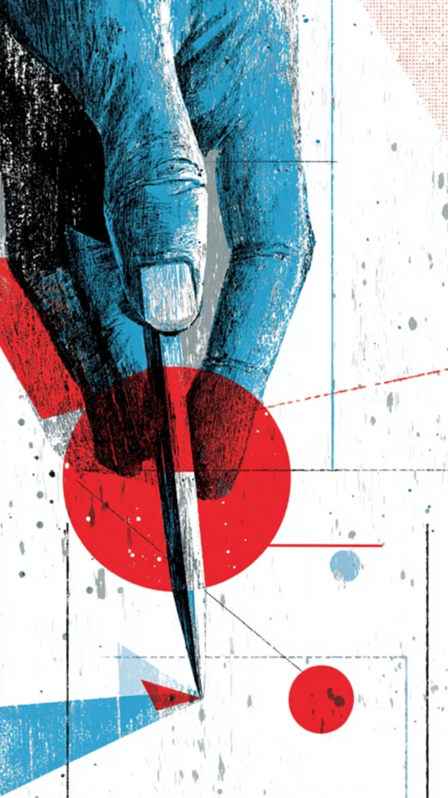 Sharp Iron Nail Illustration Teal Red Black