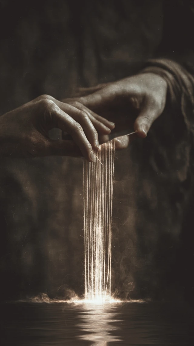 Restoration Hand Reaching Glowing Threads Vintage Symbolism