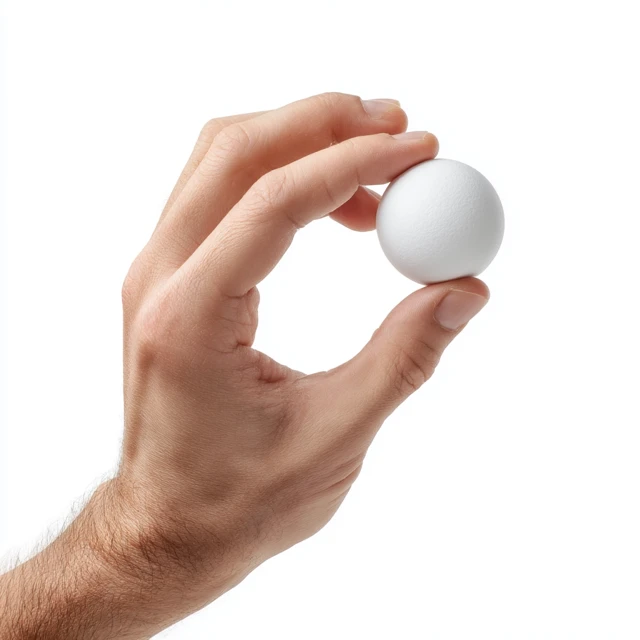 Hand Holding White Ball Realistic Photography