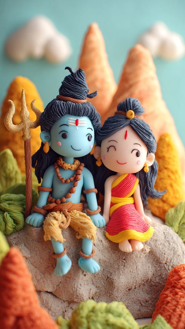 Play Dough Shiv Parivar Gods Art