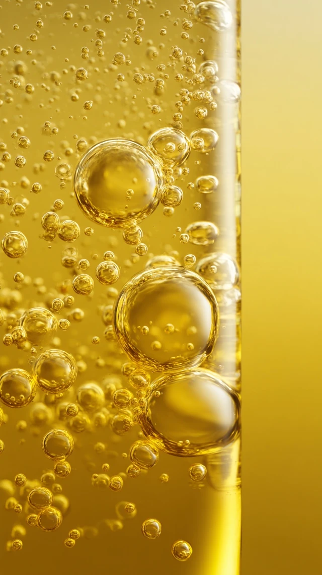 Yellow Essence Oil Bubbles Product Photography
