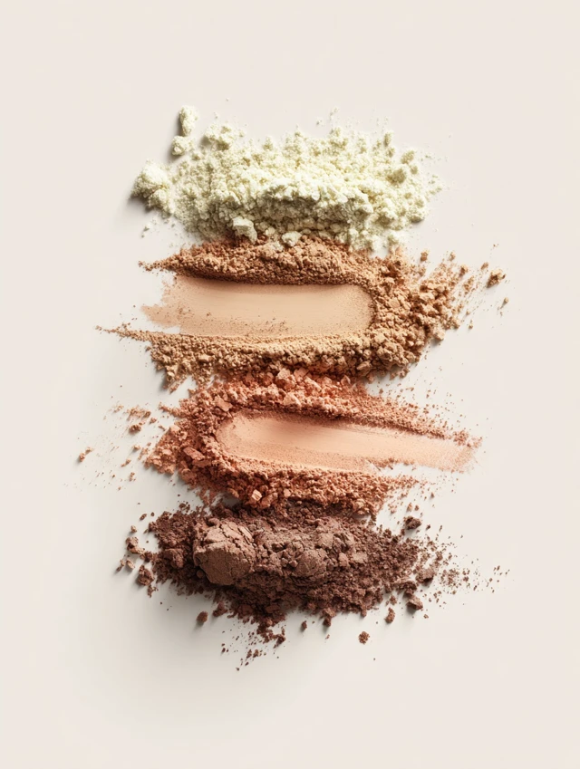 Makeup Powder Textures Swatches on White Background