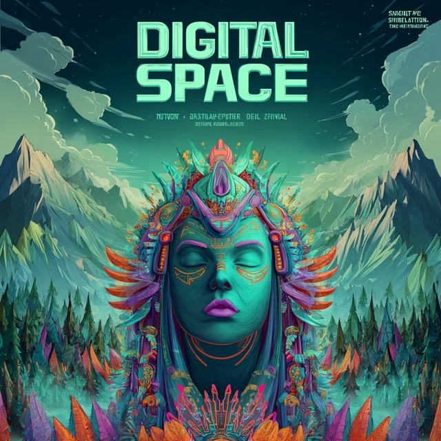 Digital Space Festival Flyer Psychedelic Art Design