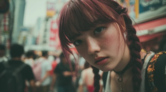 Cute Teen Girl in Akihabara Tokyo Close Up Photo