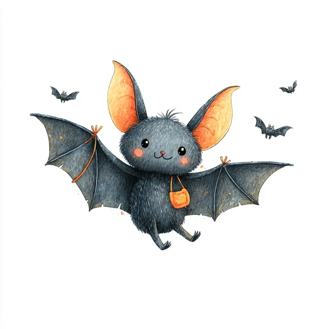 Cute Halloween Bat Illustration