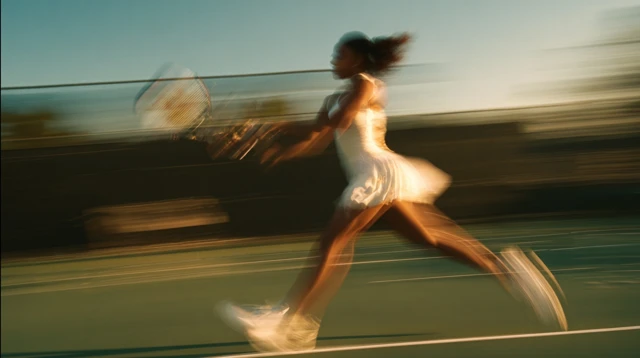 Tennis Action Shot Black Woman Motion Blur