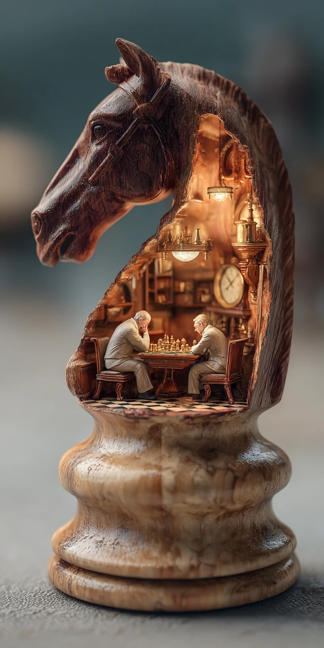 Chess Knight Piece Miniature Chess Club Scene