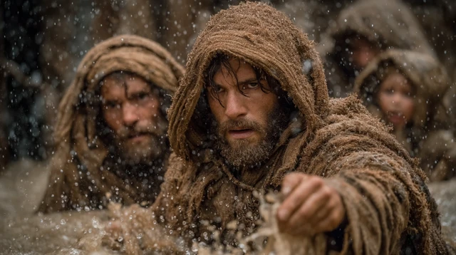 Biblical Scene Storm Floods Village