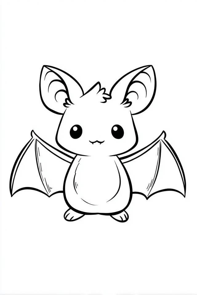 Cute Cartoon Bat Line Art for Toddlers
