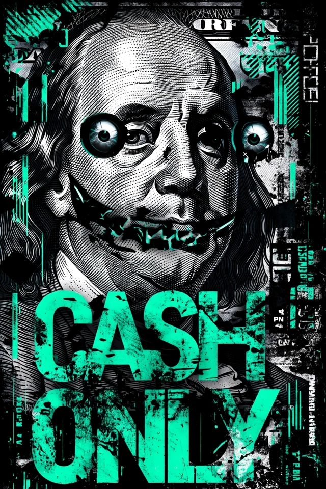 Cash Only Benjamin Franklin Poster Art