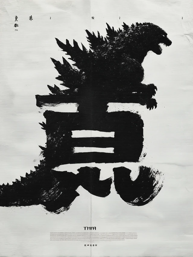 Godzilla in Chinese Ink Painting Style