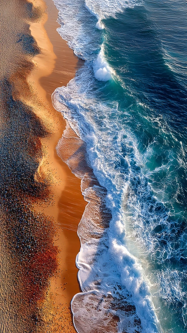 Beach and Waves Aerial View