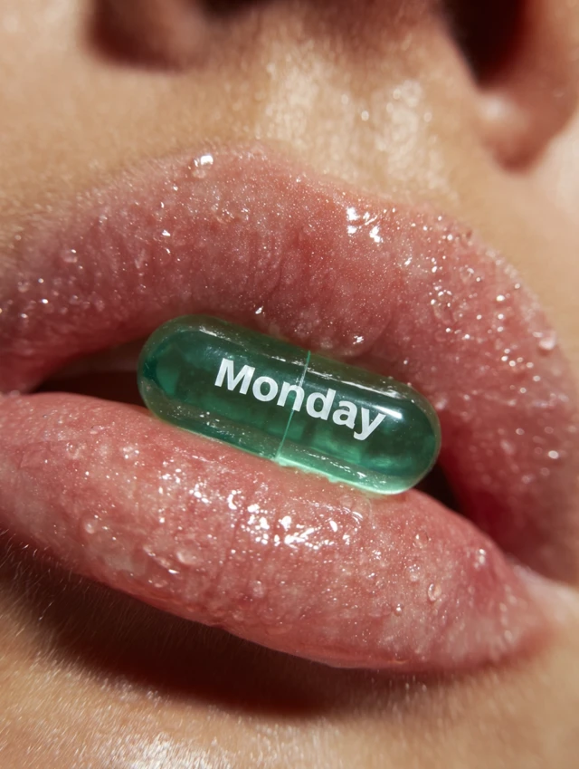 Lip Gloss and Green Pill Product Photography