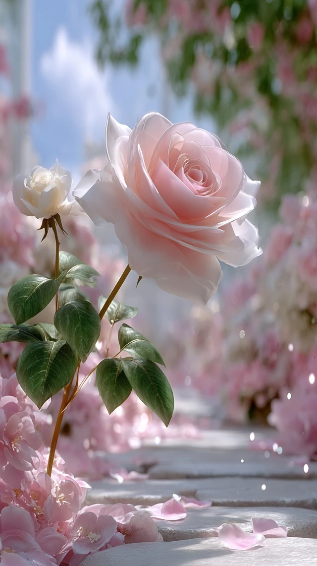Dreamy Pink Roses Summer Garden Photography