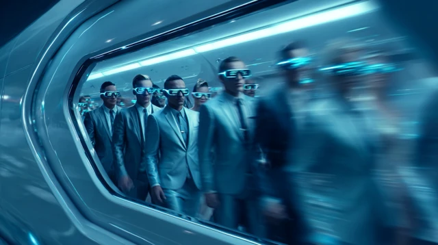 Futuristic Train and Dancers in Techwear Fashion