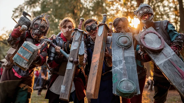 Nerdy LARP Players In Homemade Fantasy Costumes