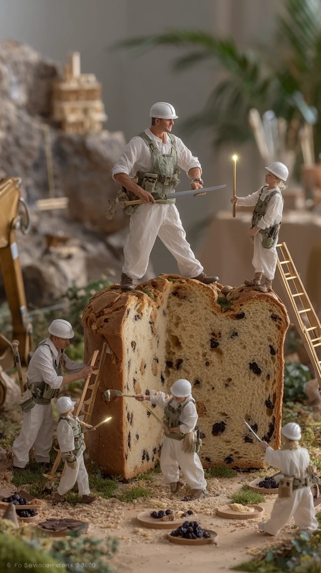 Giant Panettone Construction Macro Photography