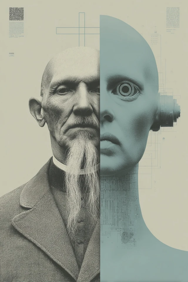 Van Gogh AI Priest Minimalist Silkscreen Poster
