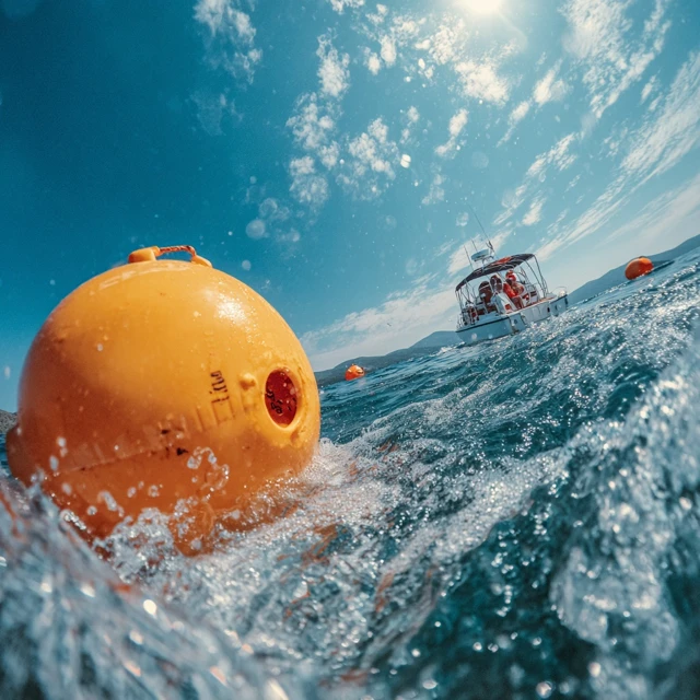 Summer Sea Scene Buoy Yacht Family Fisheye