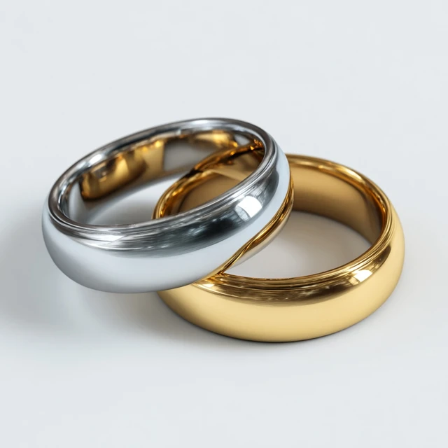 Realistic Rings Silver and Gold on White