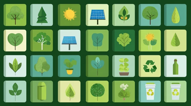 Eco Friendly Icons Vector Set Green Tones