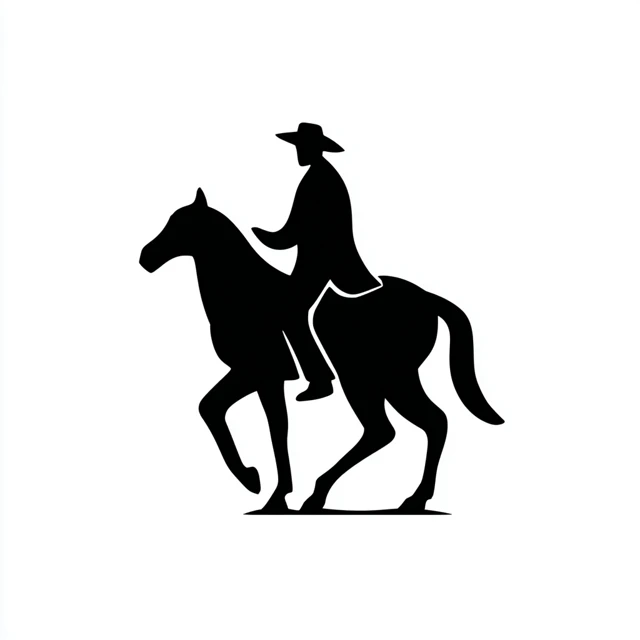 Cowboy Silhouette Riding Horse Icon Illustration