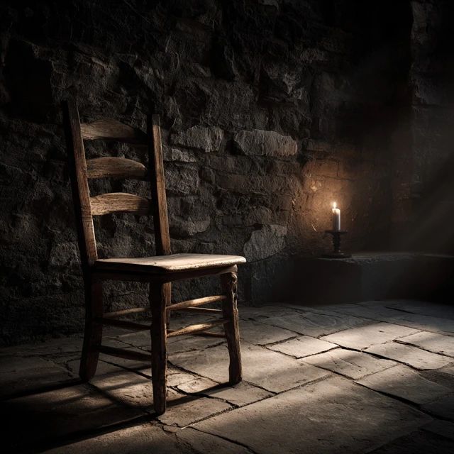 Empty Chair and Candle 1970s Album Cover Style