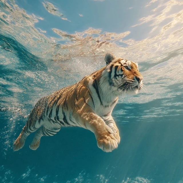 Underwater Tiger A Majestic Aquatic Scene