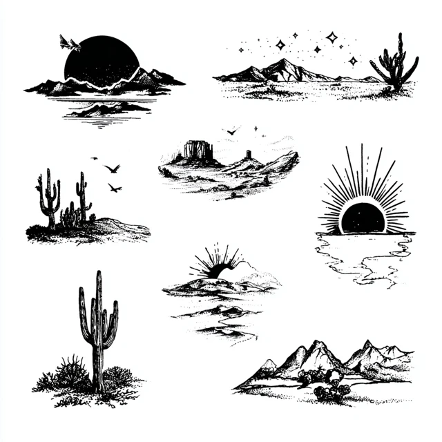 Desert Minimalist Tattoo Art