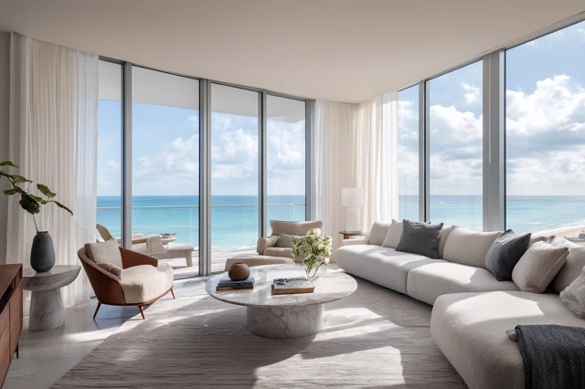 Miami Condo Ocean View Living Room Designer Interior