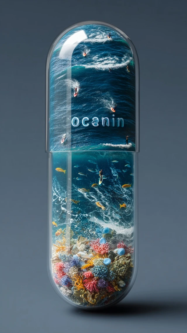 Ocean in a Capsule Miniature Ocean Surfers Fish